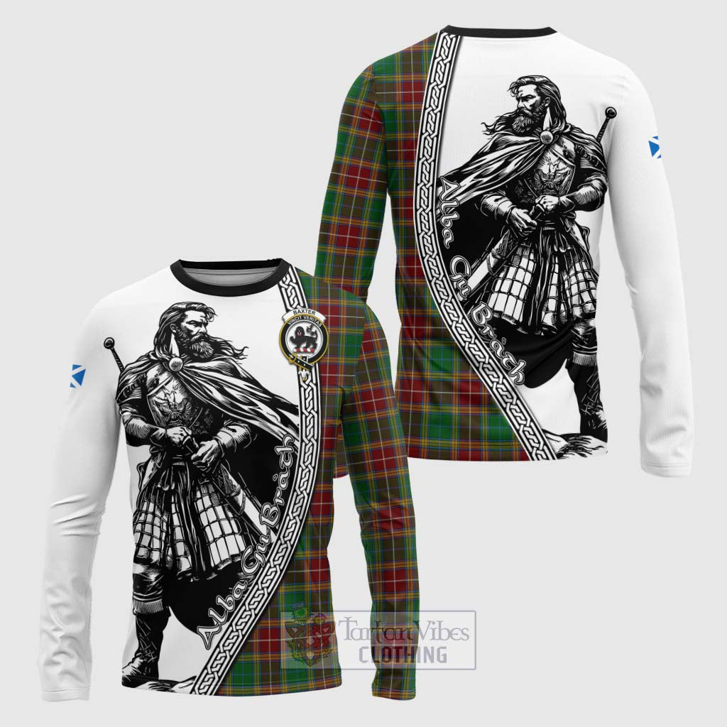 Tartan Vibes Clothing Baxter Tartan Clan Crest Long Sleeve T-Shirt with Highlander Warrior Celtic Style