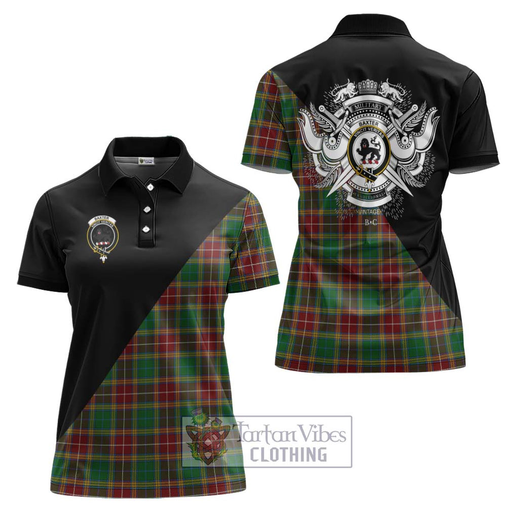 Baxter Tartan Women's Polo Shirt with Family Crest and Military Logo Style Women - Tartanvibesclothing Shop