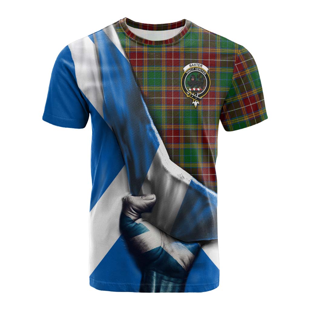 Tartan Vibes Clothing Baxter Tartan Cotton T-shirt with Family Crest Scotland Patriotic Style