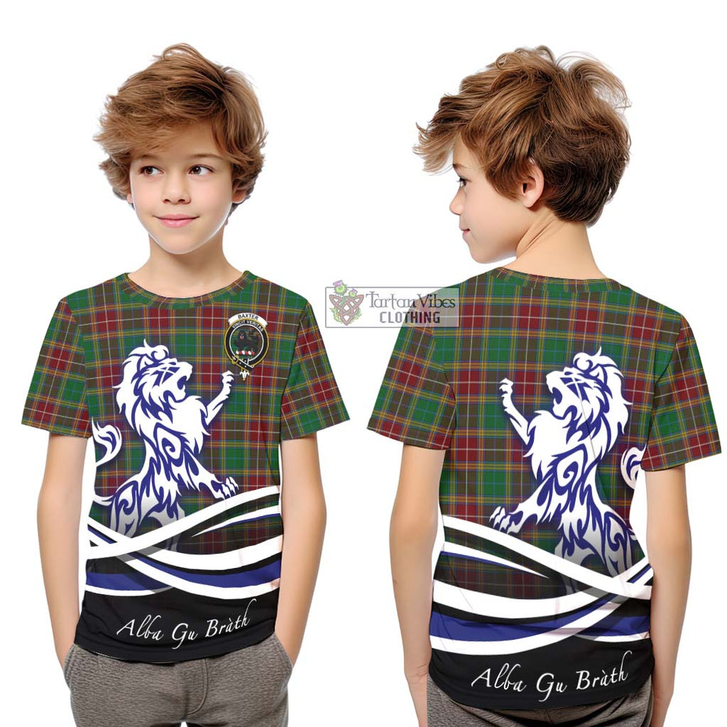 Baxter Tartan Kid T-Shirt with Alba Gu Brath Regal Lion Emblem Youth XL Size14 - Tartanvibesclothing Shop