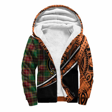 Baxter Crest Tartan Sherpa Hoodie with Polynesian Vibes Style - Orange Version