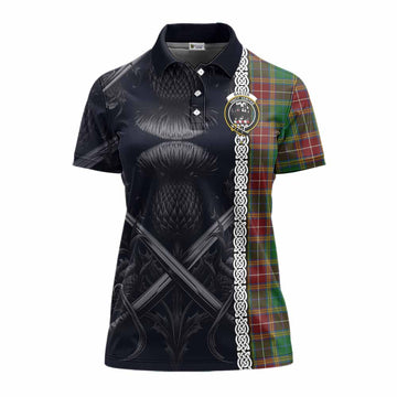 Baxter Tartan Women's Polo Shirt with Family Crest Cross Sword Thistle Celtic Vibes