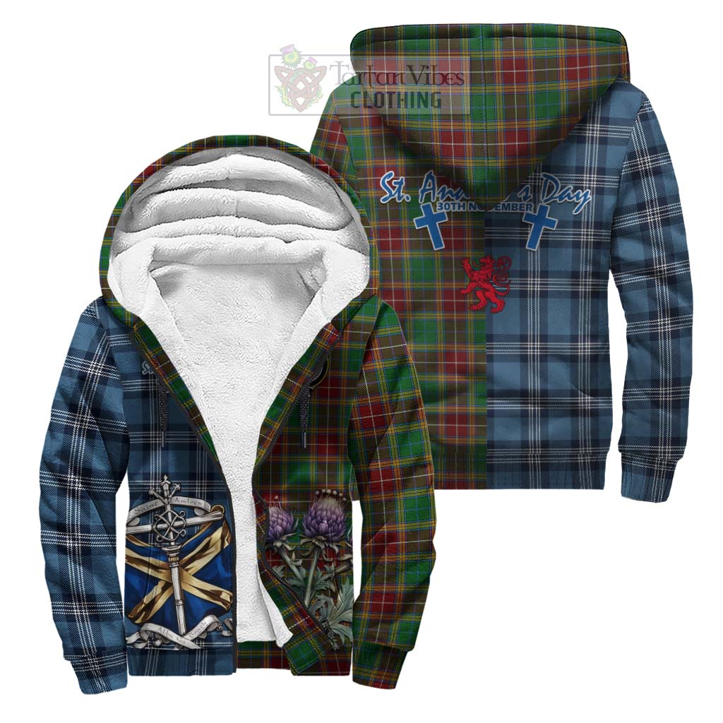 Tartan Vibes Clothing Baxter Tartan Sherpa Hoodie Happy St. Andrew's Day Half Tartan Style