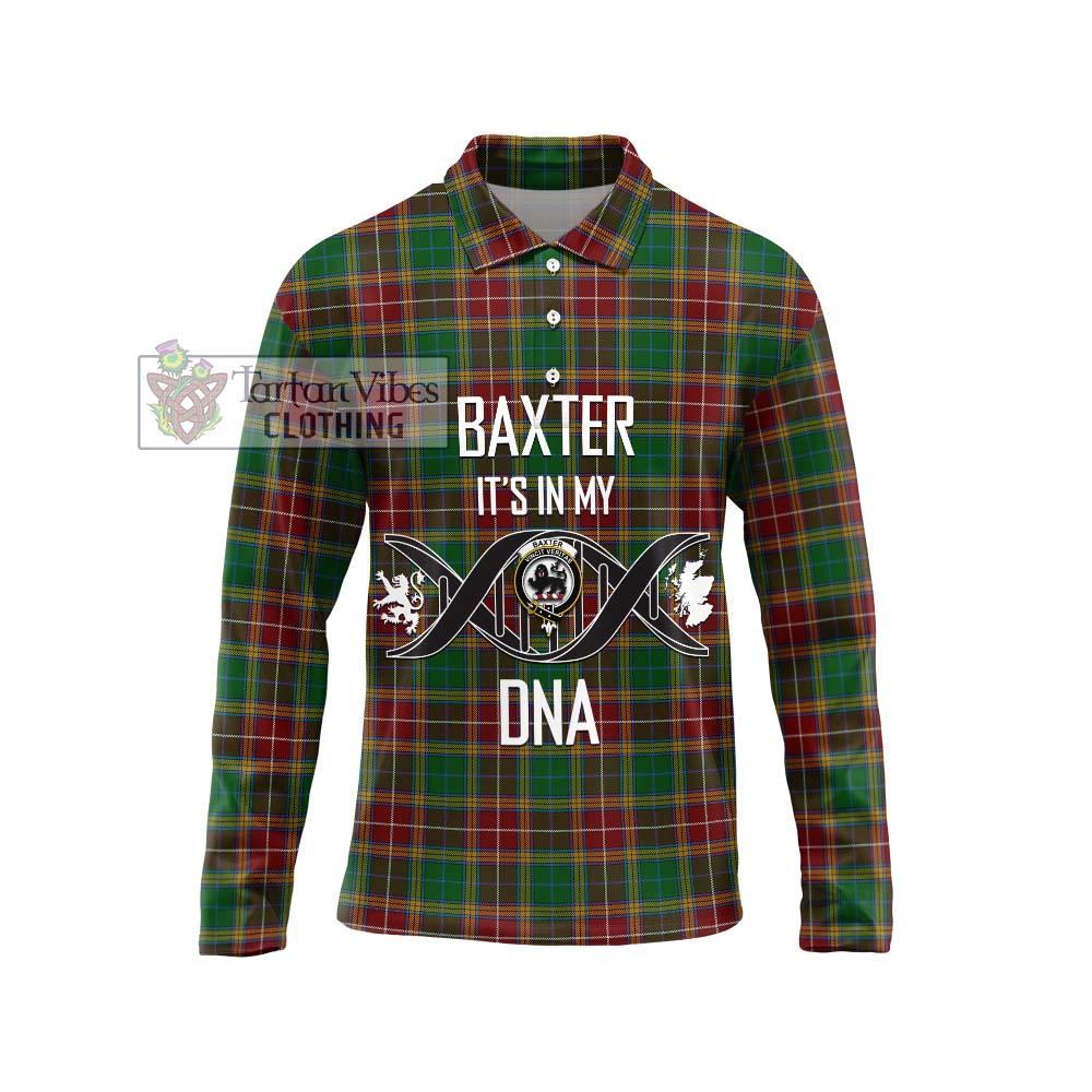 Baxter Tartan Long Sleeve Polo Shirt with Family Crest DNA In Me Style Unisex - Tartanvibesclothing Shop