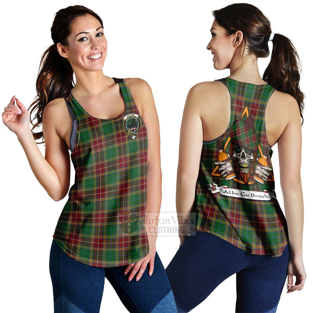 Tartan Vibes Clothing Baxter Tartan Women's Racerback Tanks with Family Crest and Bearded Skull Holding Bottles of Whiskey