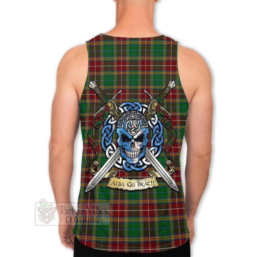 Tartan Vibes Clothing Baxter Tartan Men's Tank Top with Family Crest Celtic Skull Style