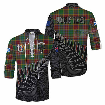 Baxter Crest Tartan Ghillie Kilt Shirt with New Zealand Silver Fern Half Style