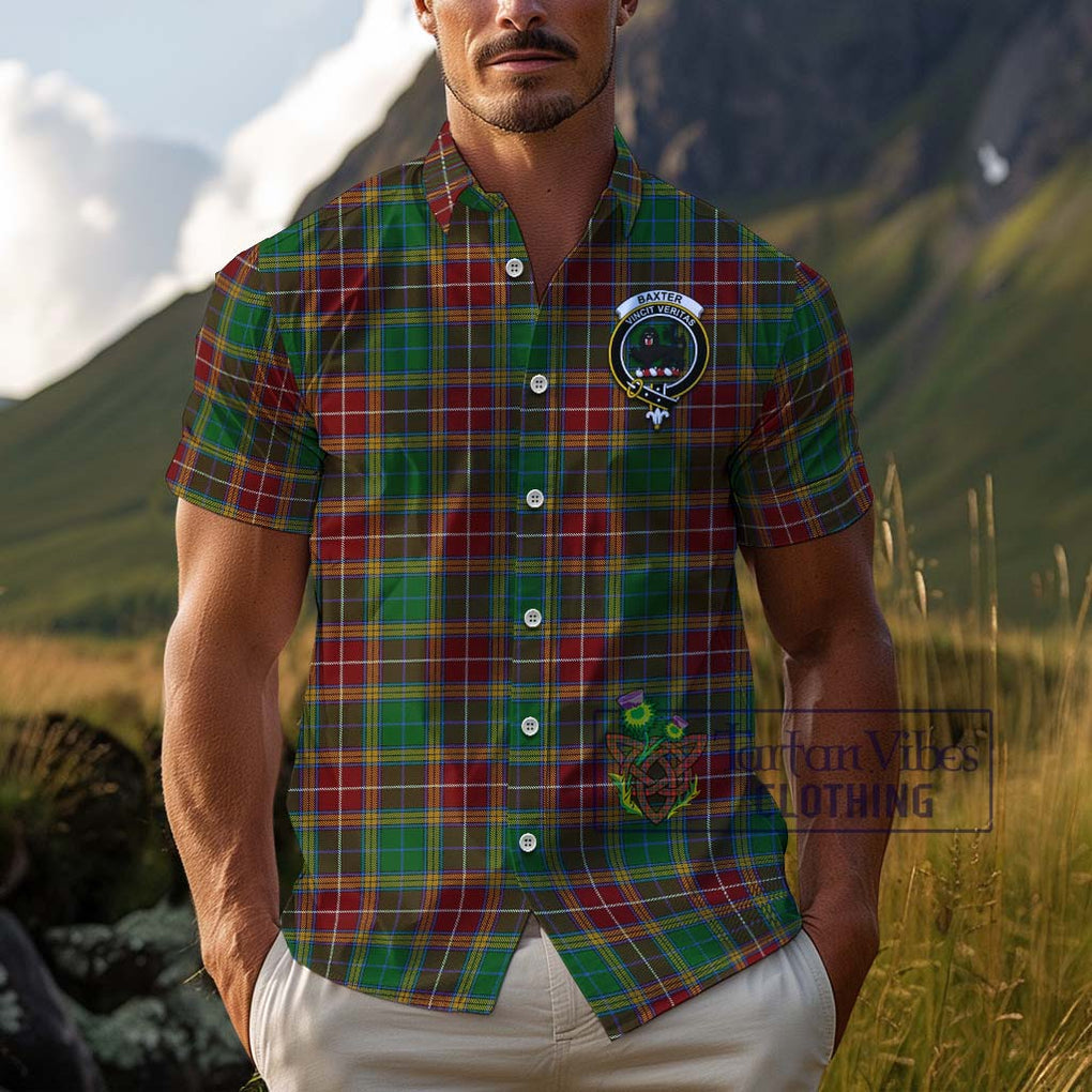 Baxter Tartan Cotton Hawaiian Shirt with Family Crest Adult - Tartan Vibes Clothing