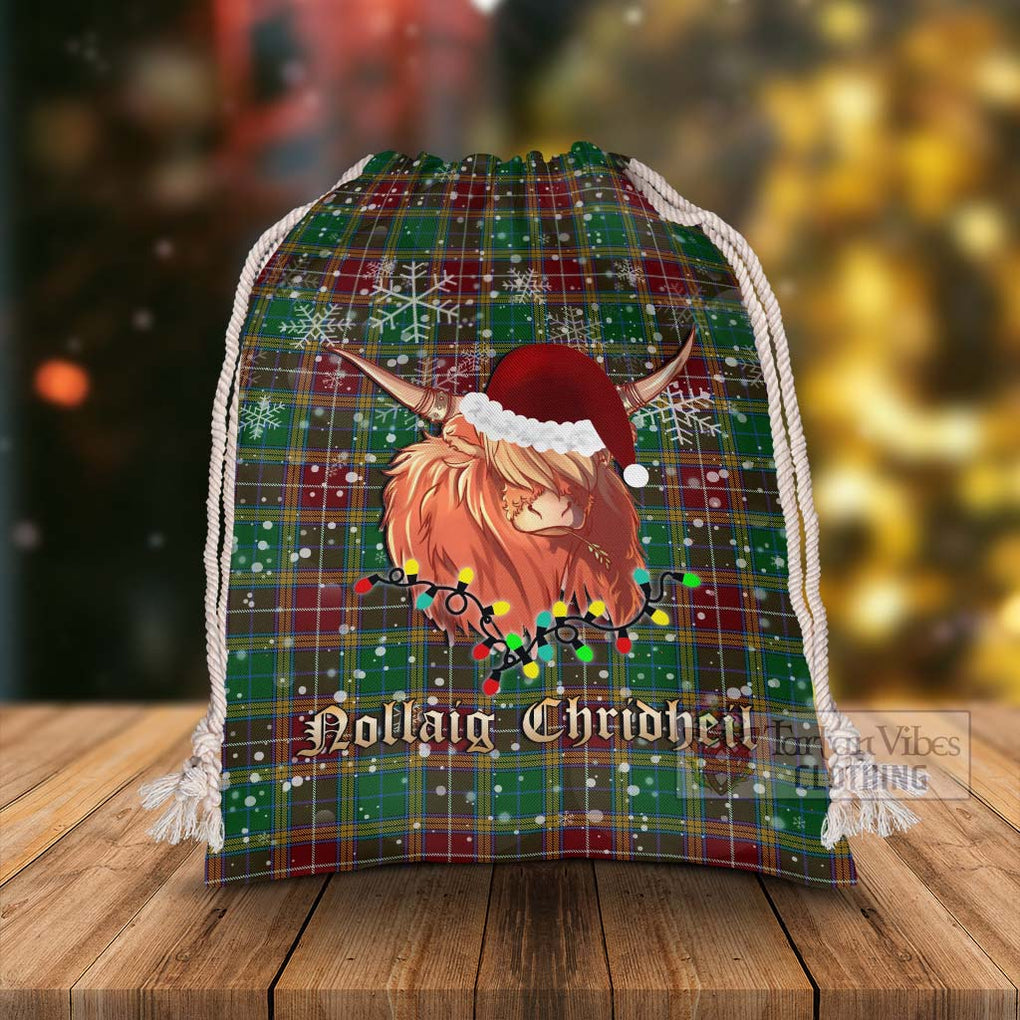 Tartan Vibes Clothing Baxter Tartan Christmas Santa's Bag with Highland Cow