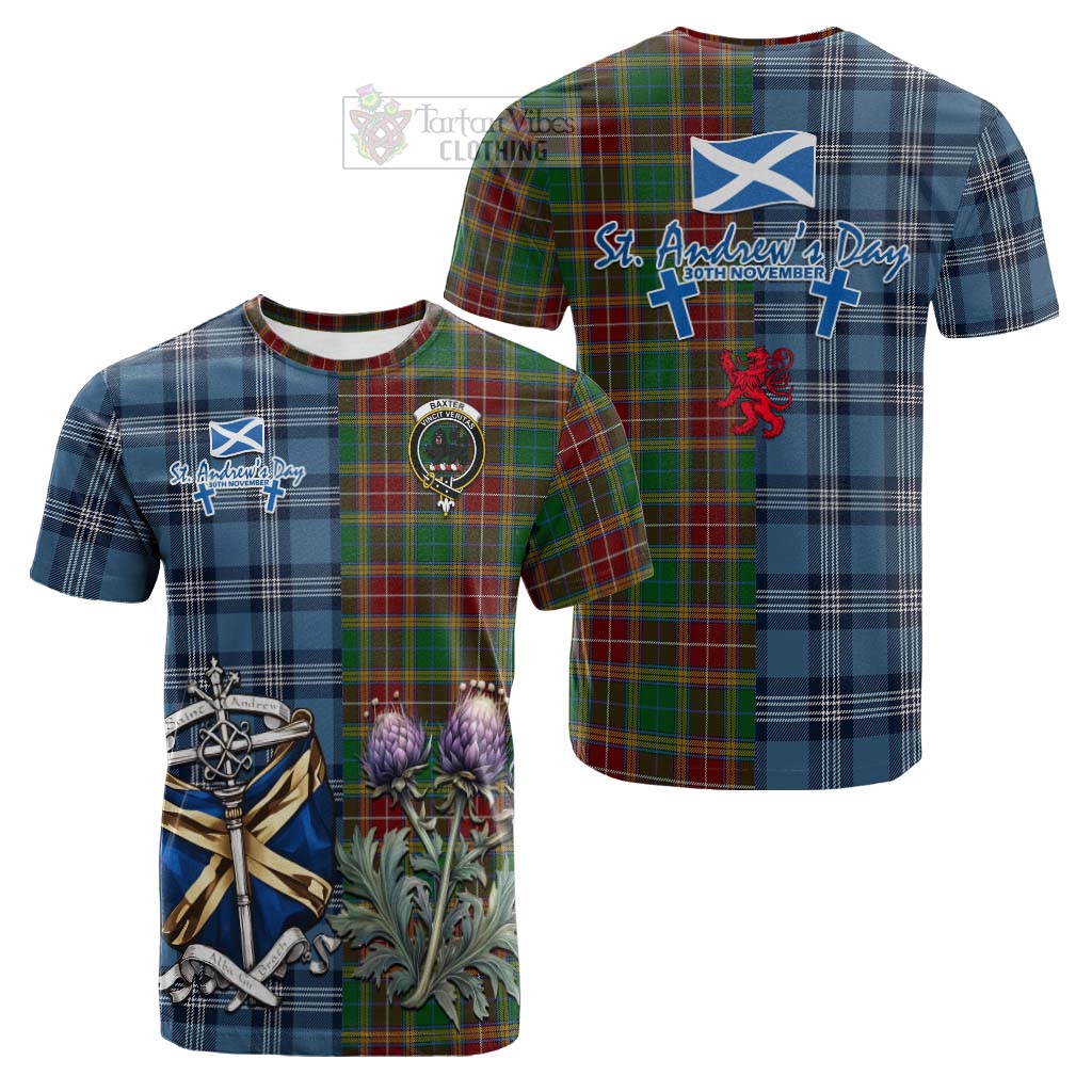 Tartan Vibes Clothing Baxter Tartan Cotton T-shirt Happy St. Andrew's Day Half Tartan Style