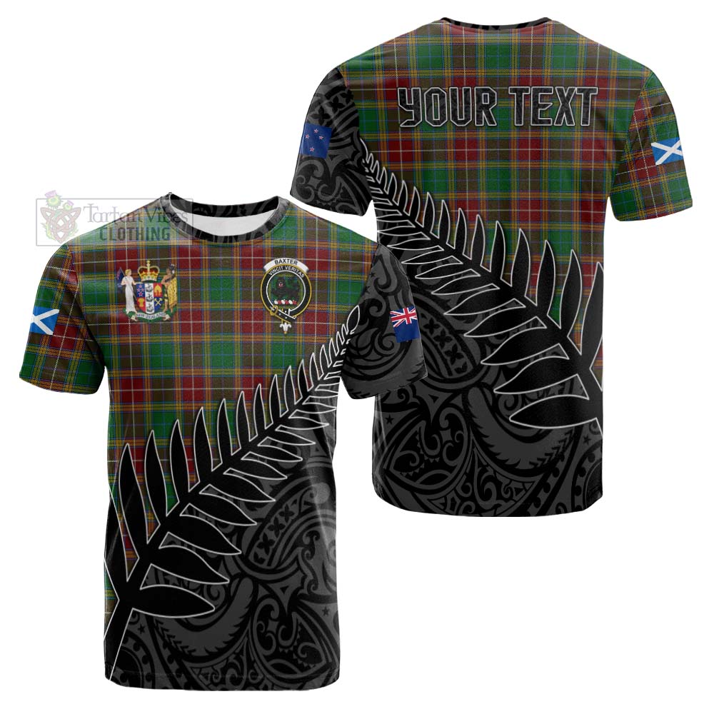 Tartan Vibes Clothing Baxter Crest Tartan Cotton T-shirt with New Zealand Silver Fern Half Style