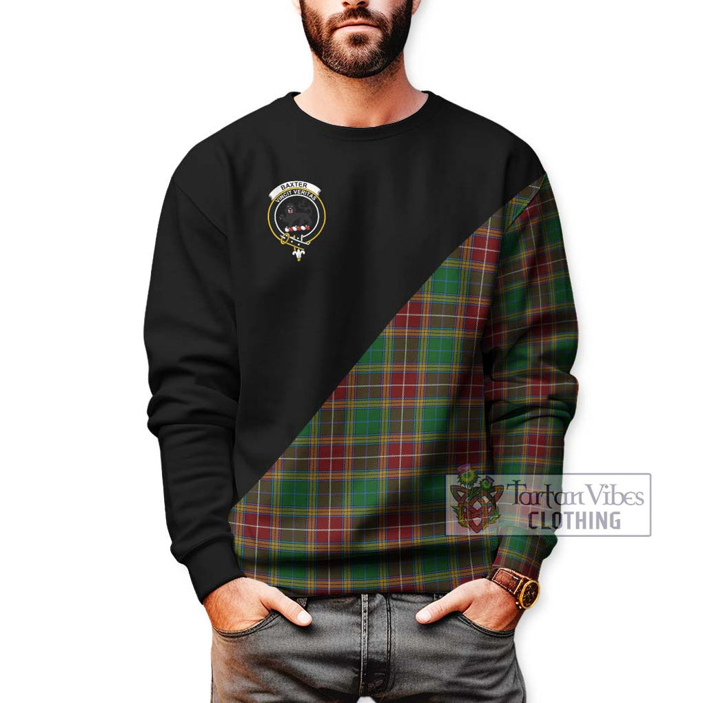 Baxter Tartan Sweatshirt with Family Crest and Military Logo Style Unisex - Tartanvibesclothing Shop