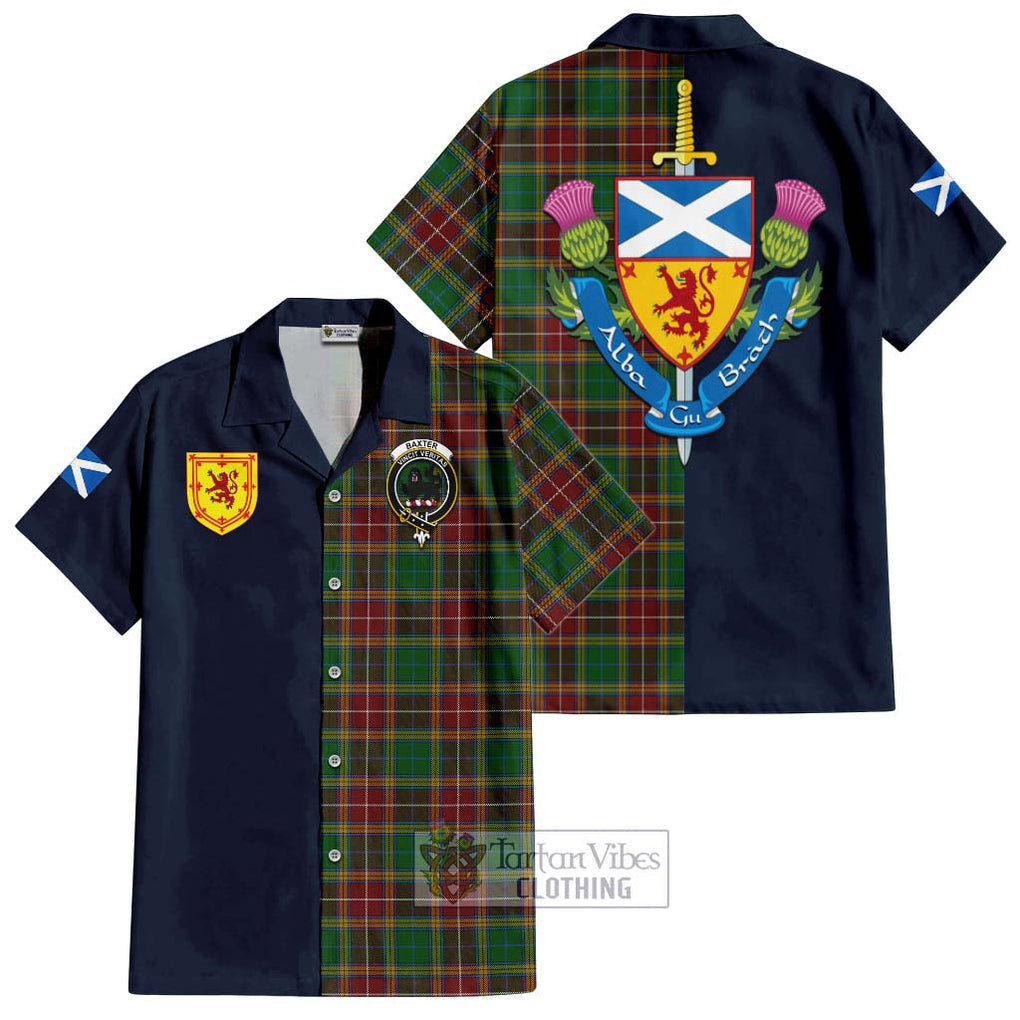 Tartan Vibes Clothing Baxter Tartan Short Sleeve Button Shirt with Scottish Lion Royal Arm Half Style