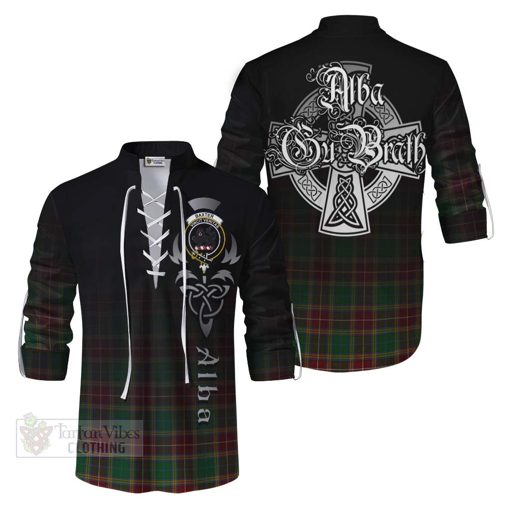 Tartan Vibes Clothing Baxter Tartan Ghillie Kilt Shirt Featuring Alba Gu Brath Family Crest Celtic Inspired