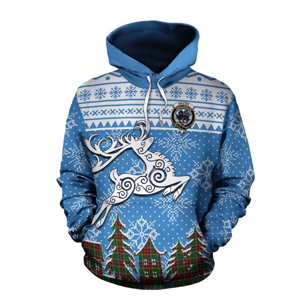 Tartan Vibes Clothing Baxter Clan Christmas Cotton Hoodie Celtic Reindeer Style