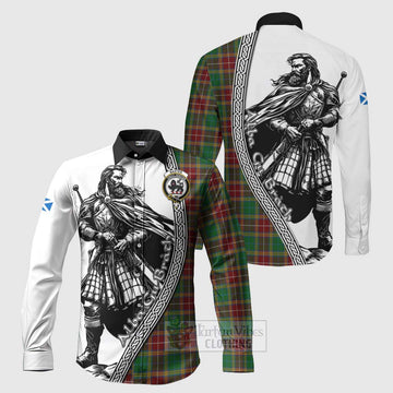 Baxter Tartan Clan Crest Long Sleeve Button Shirt with Highlander Warrior Celtic Style