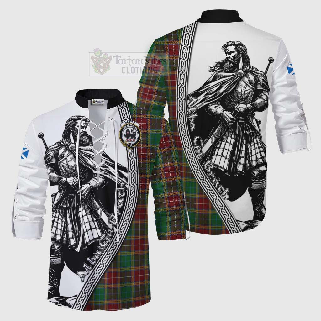 Tartan Vibes Clothing Baxter Tartan Clan Crest Ghillie Kilt Shirt with Highlander Warrior Celtic Style