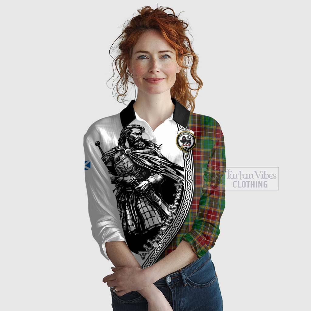 Tartan Vibes Clothing Baxter Tartan Clan Crest Women's Casual Shirt with Highlander Warrior Celtic Style