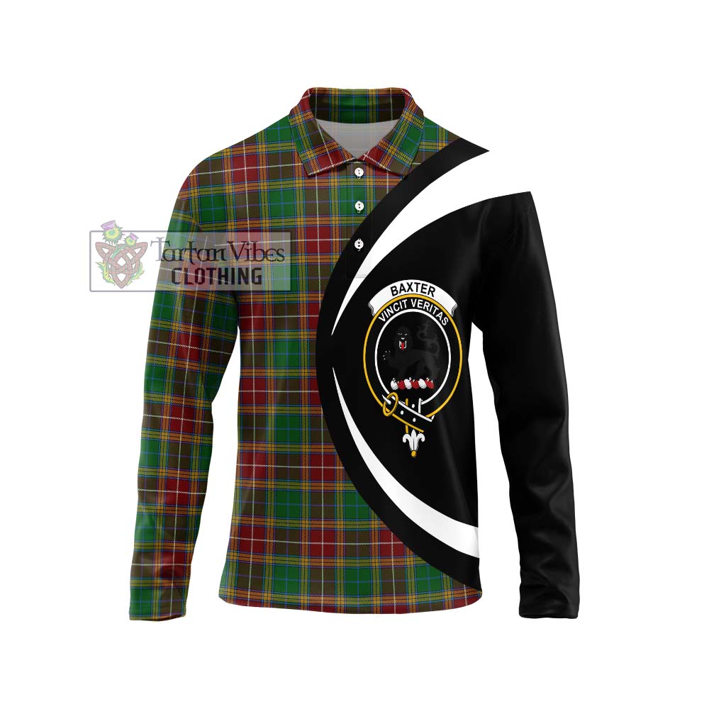 Baxter Tartan Long Sleeve Polo Shirt with Family Crest Circle Style Unisex - Tartan Vibes Clothing