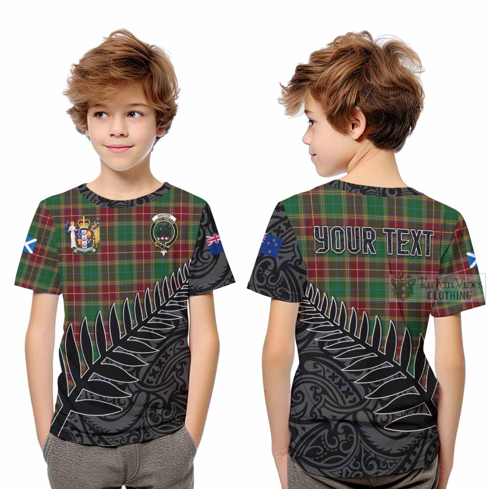 Tartan Vibes Clothing Baxter Crest Tartan Kid T-Shirt with New Zealand Silver Fern Half Style