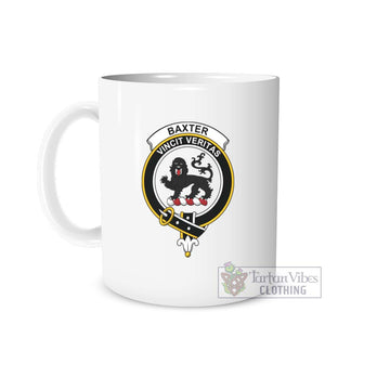 Baxter Family Crest Ceramic Mug White - 2D-tartanvibesclothing