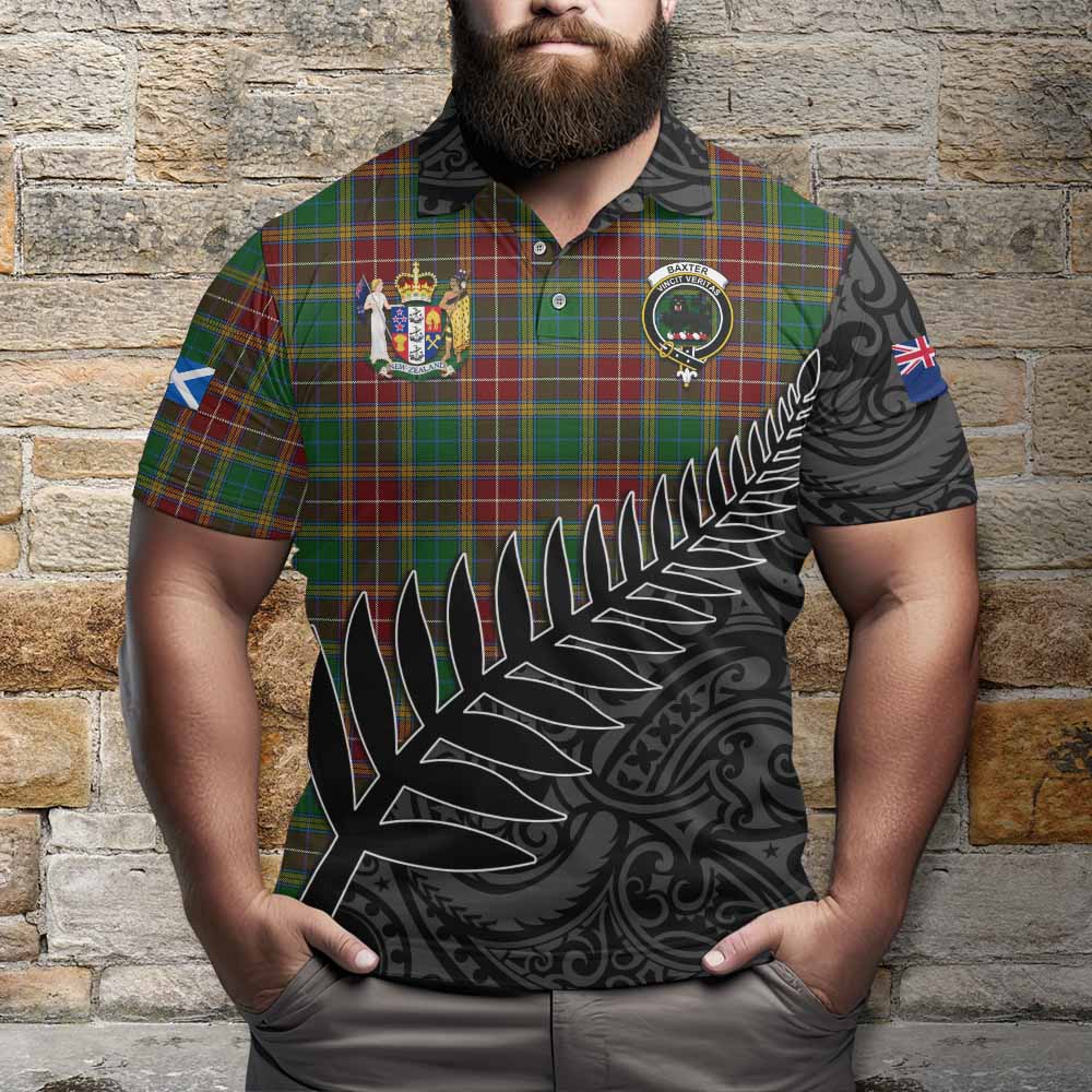 Baxter Crest Tartan Polo Shirt with New Zealand Silver Fern Half Style