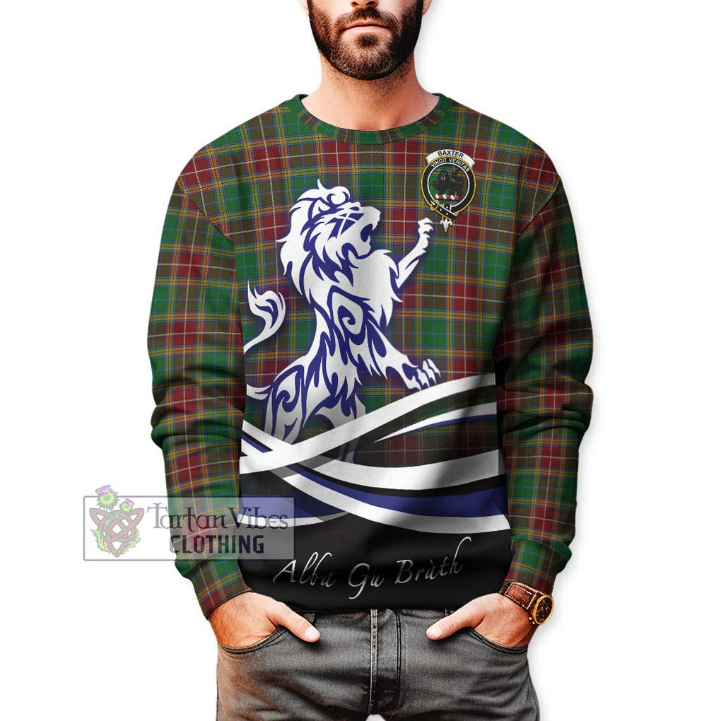 Baxter Tartan Sweatshirt with Alba Gu Brath Regal Lion Emblem Unisex - Tartanvibesclothing Shop