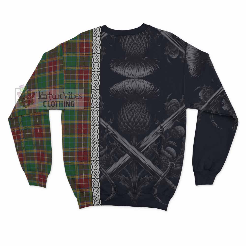 Tartan Vibes Clothing Baxter Tartan Sweatshirt with Family Crest Cross Sword Thistle Celtic Vibes