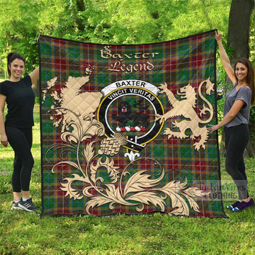 Baxter Tartan Quilt with Family Crest and Scottish Symbol Style