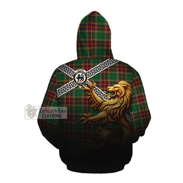 Baxter Crest Tartan Cotton Hoodie with Golden Lion Emblem Celtic Style Pullover Hoodie - Tartan Vibes Clothing