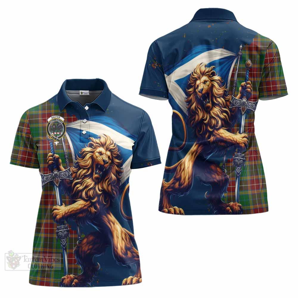 Tartan Vibes Clothing Baxter Tartan Family Crest Women's Polo Shirt with Scottish Majestic Lion