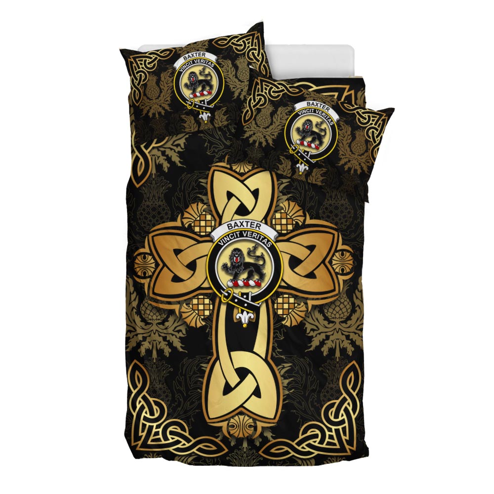 Baxter Clan Bedding Sets Gold Thistle Celtic Style - Tartanvibesclothing