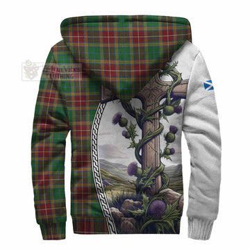 Baxter Tartan Sherpa Hoodie with Family Crest and St. Andrew's Cross Accented by Thistle Vines