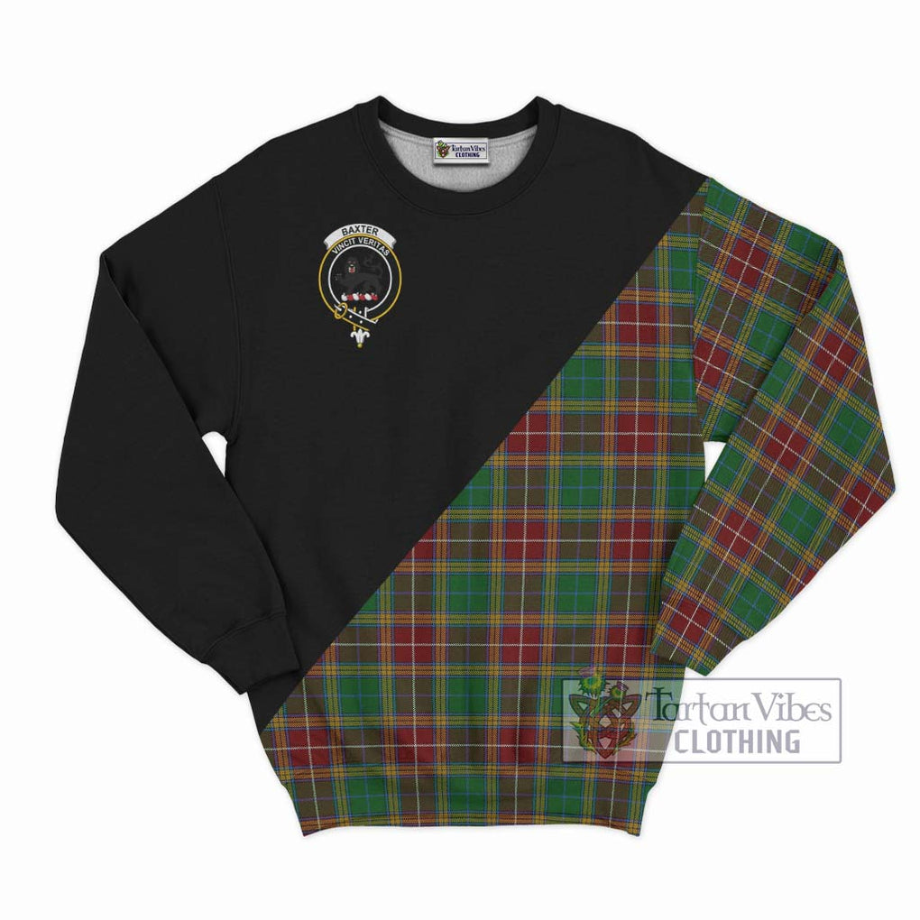 Baxter Tartan Sweatshirt with Family Crest and Military Logo Style - Tartanvibesclothing Shop