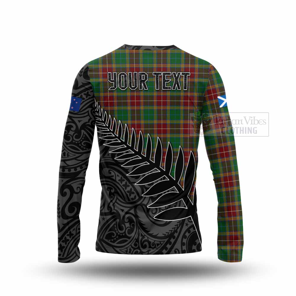 Tartan Vibes Clothing Baxter Crest Tartan Long Sleeve T-Shirt with New Zealand Silver Fern Half Style