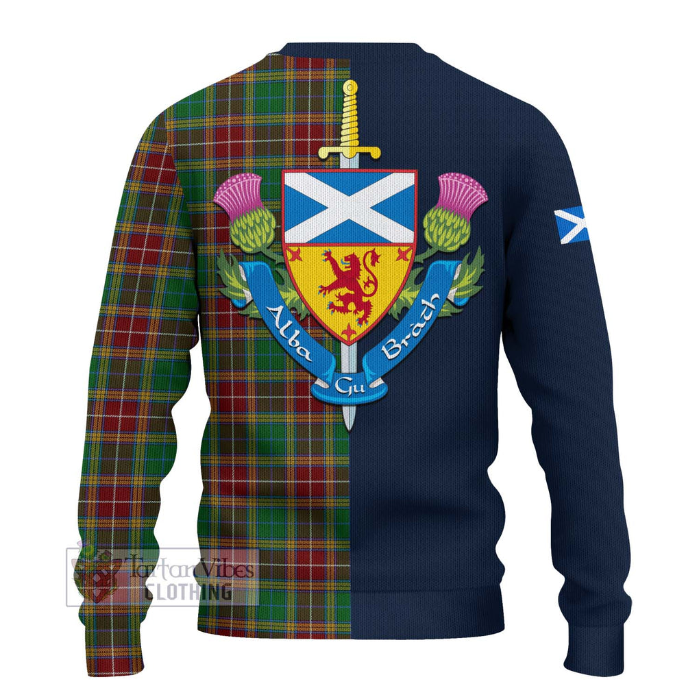 Tartan Vibes Clothing Baxter Tartan Knitted Sweater with Scottish Lion Royal Arm Half Style