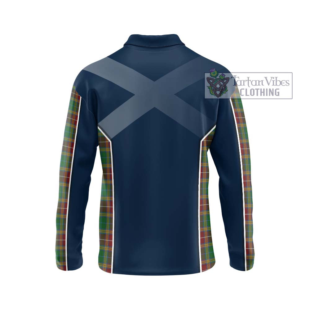 Baxter Tartan Long Sleeve Polo Shirt with Family Crest and Lion Rampant Vibes Sport Style - Tartan Vibes Clothing