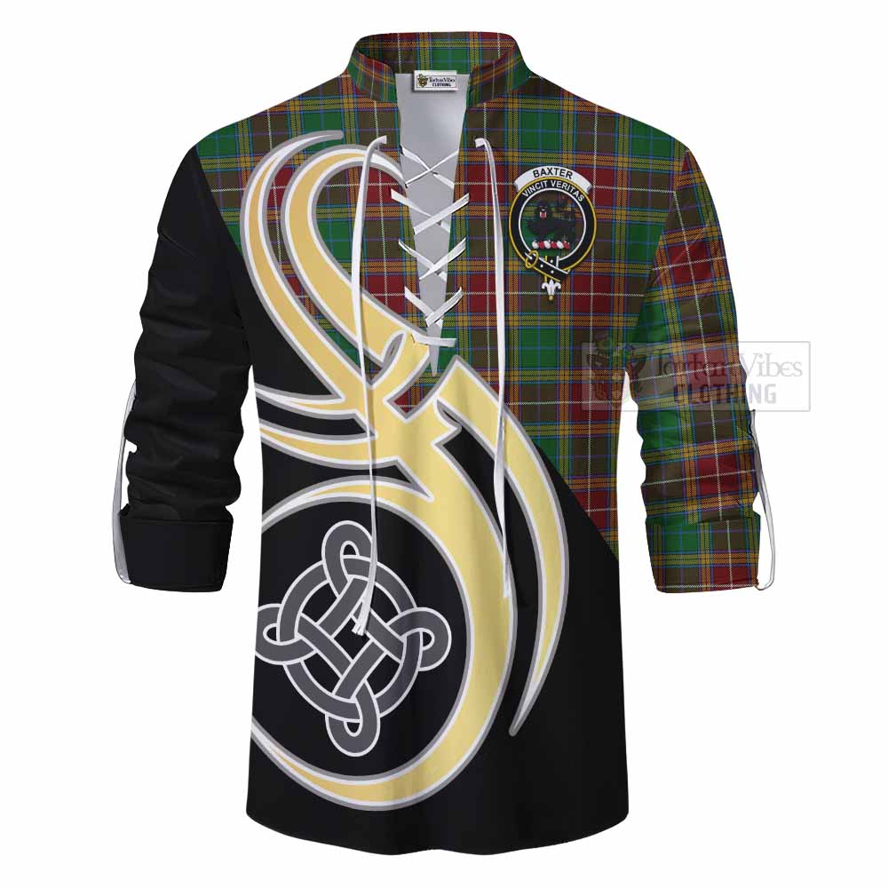 Baxter Tartan Ghillie Kilt Shirt with Family Crest and Celtic Symbol Style - Tartan Vibes Clothing