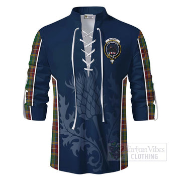 Baxter Tartan Ghillie Kilt Shirt with Family Crest and Scottish Thistle Vibes Sport Style