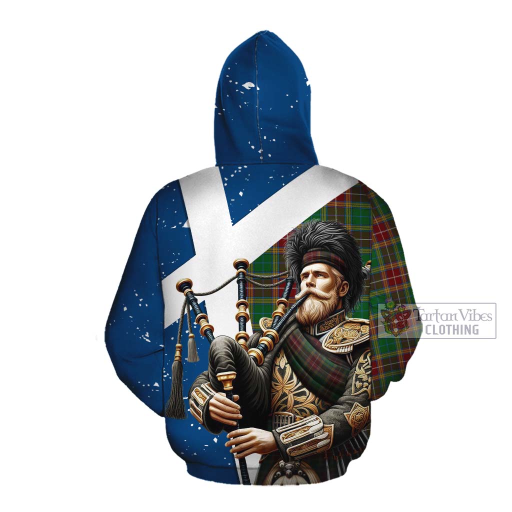 Tartan Vibes Clothing Baxter Tartan Cotton Hoodie with Family Crest Scottish Bagpiper Vibes