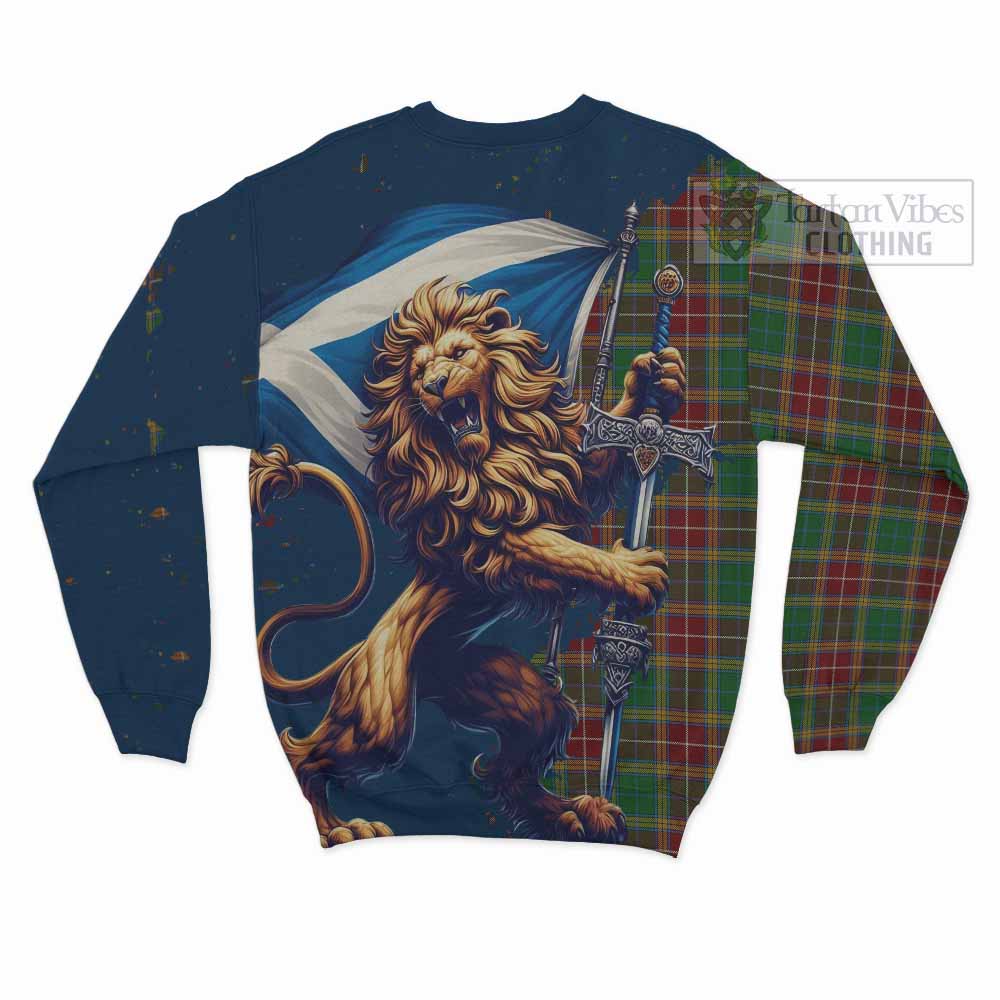 Tartan Vibes Clothing Baxter Tartan Family Crest Sweatshirt with Scottish Majestic Lion