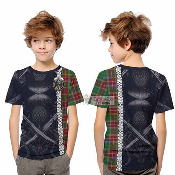 Baxter Tartan Kid T-Shirt with Family Crest Cross Sword Thistle Celtic Vibes