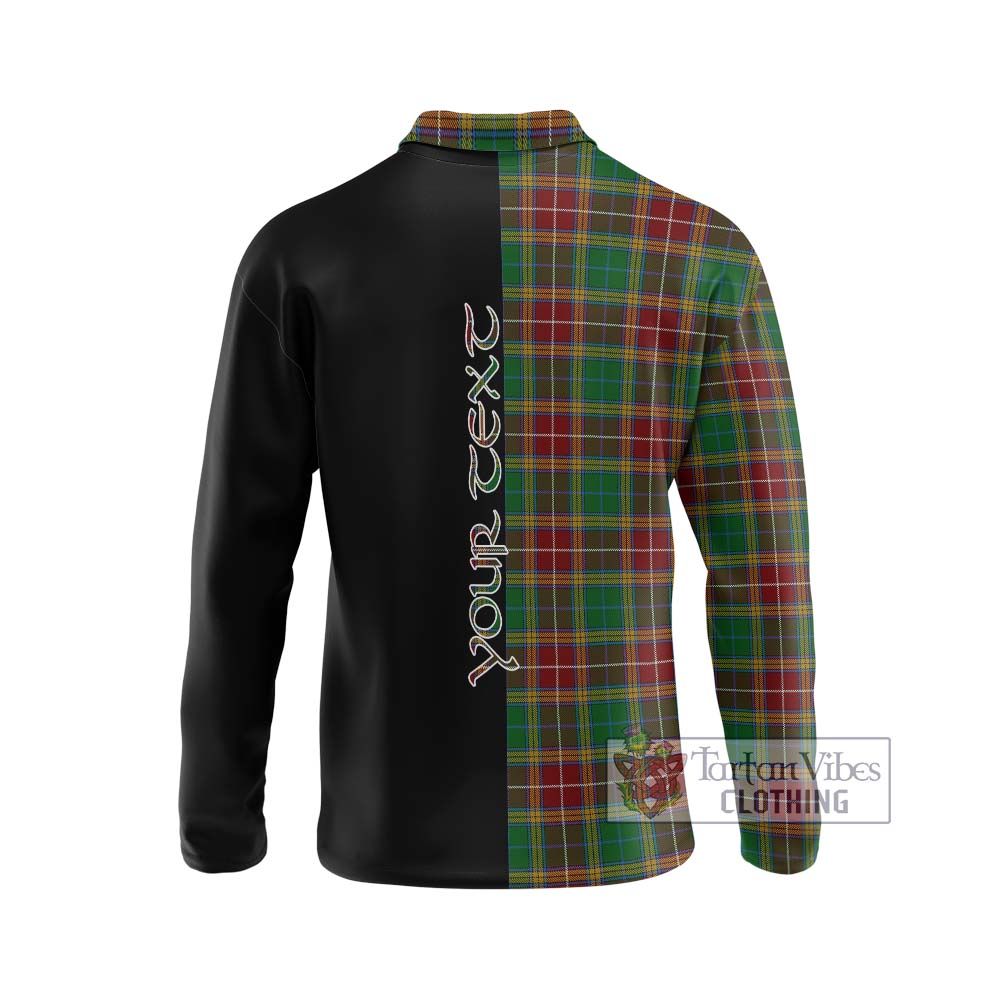 Baxter Tartan Long Sleeve Polo Shirt with Family Crest and Half Of Me Style - Tartanvibesclothing Shop