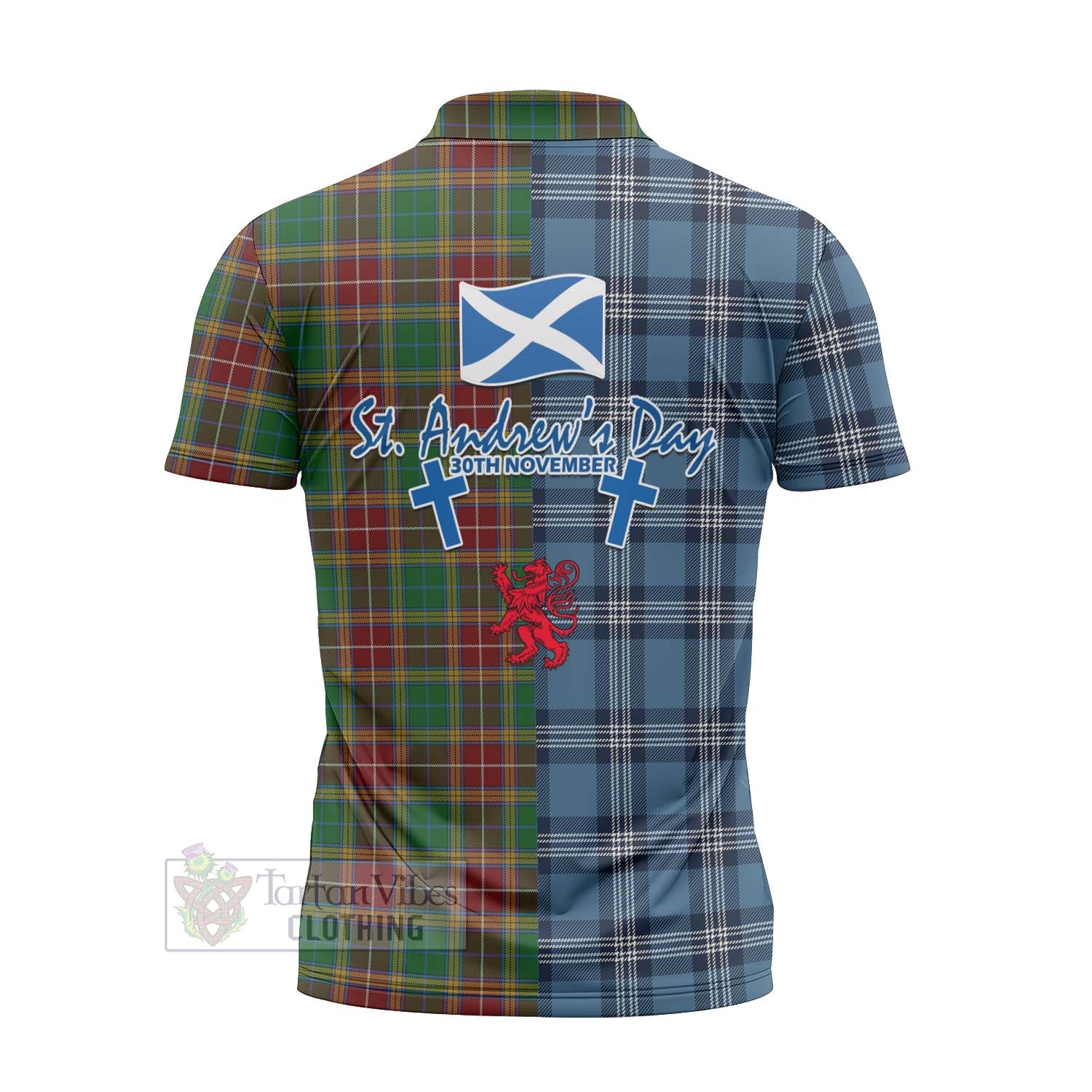 Tartan Vibes Clothing Baxter Tartan Zipper Polo Shirt Happy St. Andrew's Day Half Tartan Style