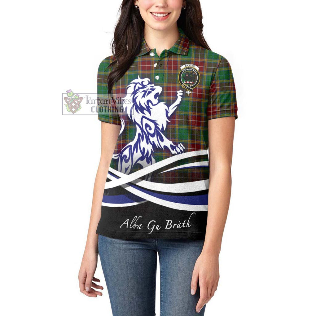 Baxter Tartan Women's Polo Shirt with Alba Gu Brath Regal Lion Emblem - Tartanvibesclothing Shop