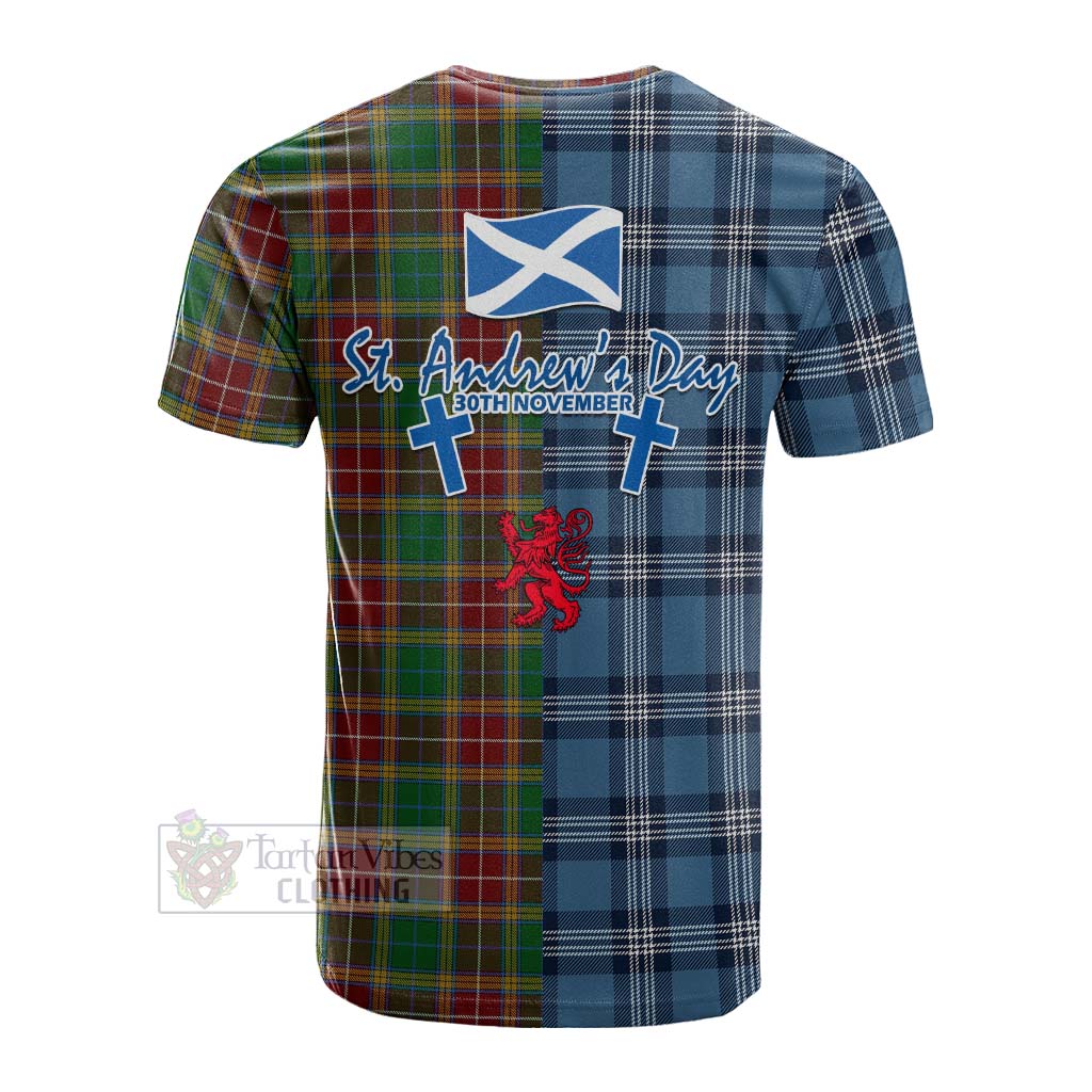 Tartan Vibes Clothing Baxter Tartan Cotton T-shirt Happy St. Andrew's Day Half Tartan Style