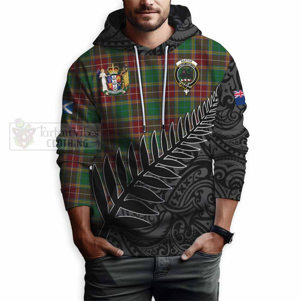 Tartan Vibes Clothing Baxter Crest Tartan Hoodie with New Zealand Silver Fern Half Style