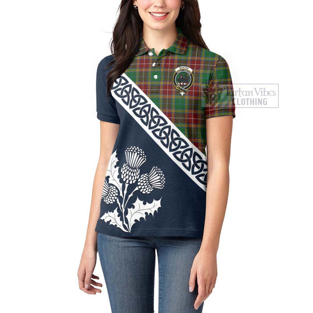 Tartan Vibes Clothing Baxter Tartan Women's Polo Shirt Featuring Thistle and Scotland Map