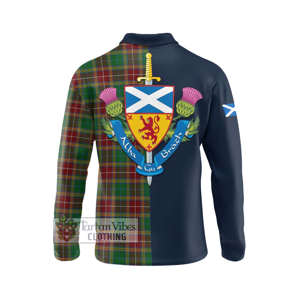 Tartan Vibes Clothing Baxter Tartan Long Sleeve Polo Shirt with Scottish Lion Royal Arm Half Style