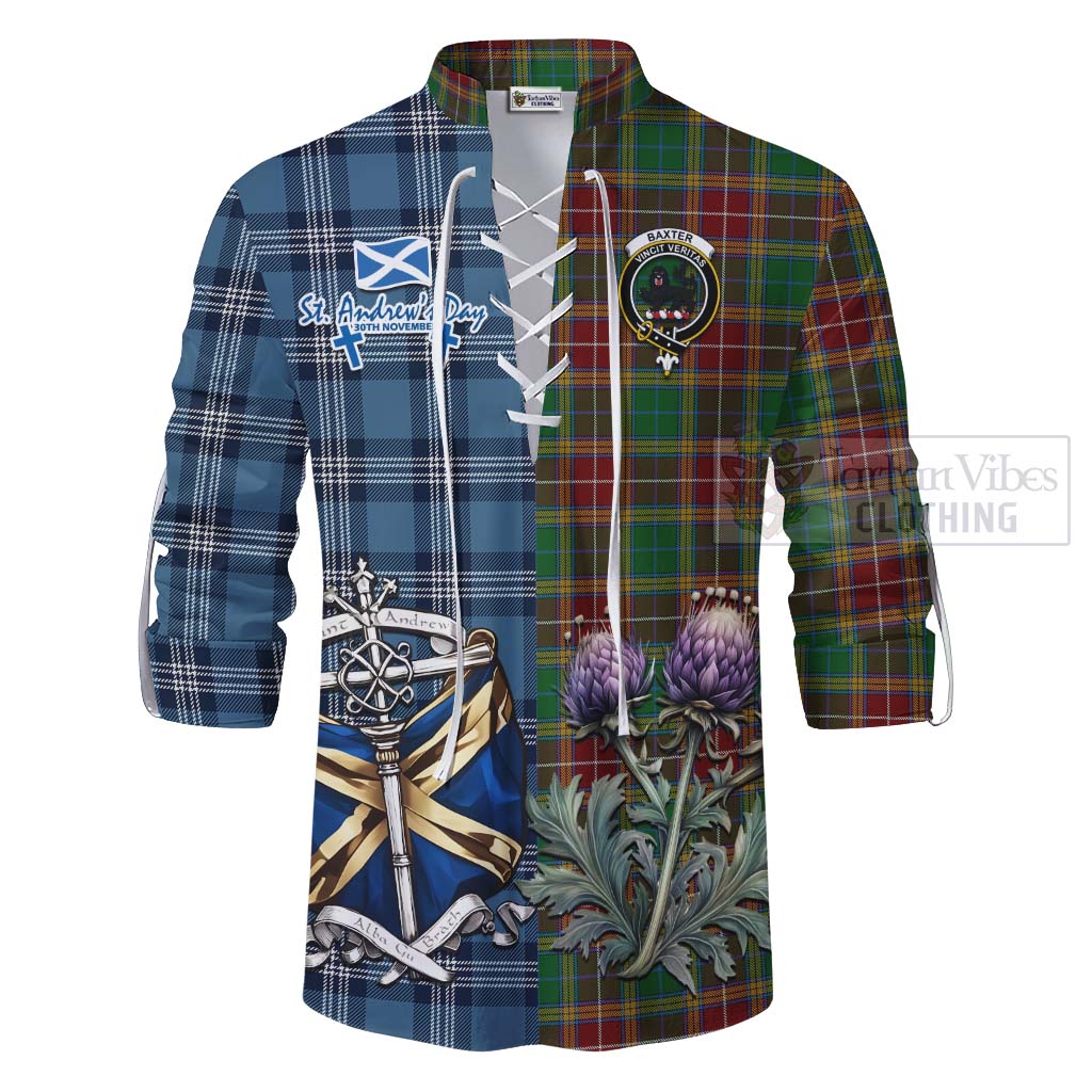 Tartan Vibes Clothing Baxter Tartan Ghillie Kilt Shirt Happy St. Andrew's Day Half Tartan Style